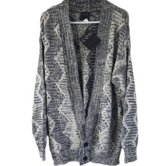 Cosi Sweaters - Vintage Cosi Gray Knit Sweater Cardigan Men Size L Women XL NEW Grandpa
